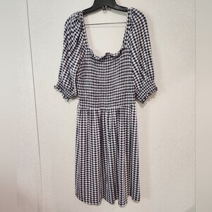 Draper James Gingham Checkered Striped Dress Large